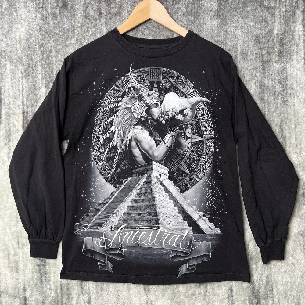 DGA David Gonzales Art Ancestral Mayan Calendar Mexico Indigenous T-Shirt M